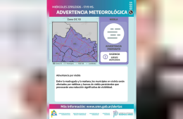 Emiten advertencia por niebla para la región durante la madrugada y la mañana del jueves